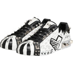 Dolce & Gabbana Black White Studded Low Top Sneakers Shoes MV7609-41