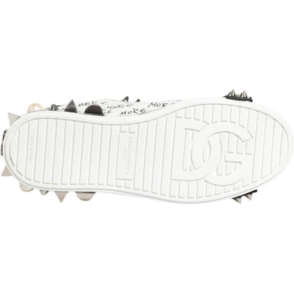 Dolce & Gabbana Black White Studded Low Top Sneakers Shoes