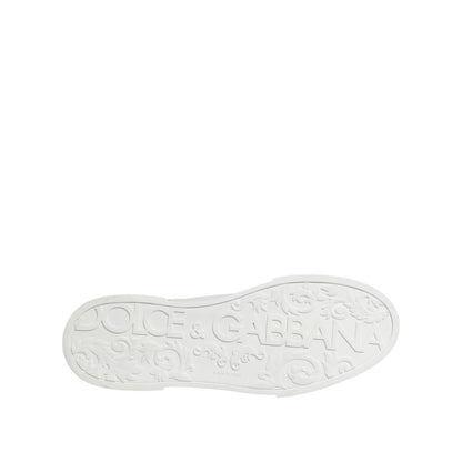 Dolce & Gabbana White Blue Crown Low Top Sneakers Shoes