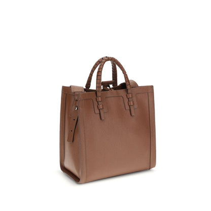 Casadei Brown Calf Leather Bos Taurus Shoulder Bag with tubular handles and removable strap, perfect for versatile use and elegant style.