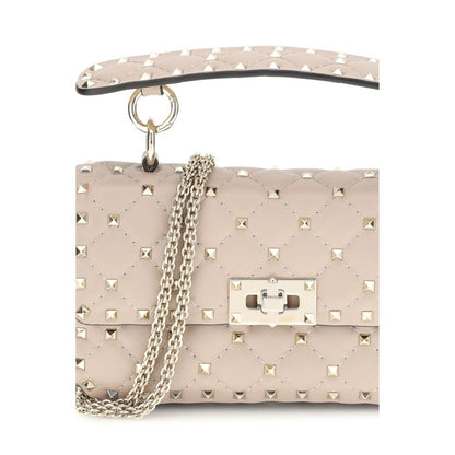 Valentino Garavani Multicolor Calf Leather Bos Taurus Handbag with rockstuds, flat studded shoulder strap, and front swivel closure.