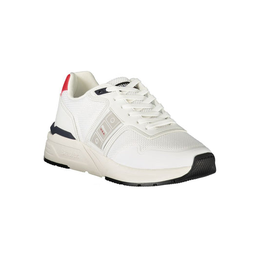 Blauer White Polyester Men Sneaker with contrasting details and Blauer logo highlighting stylish design and premium comfort.