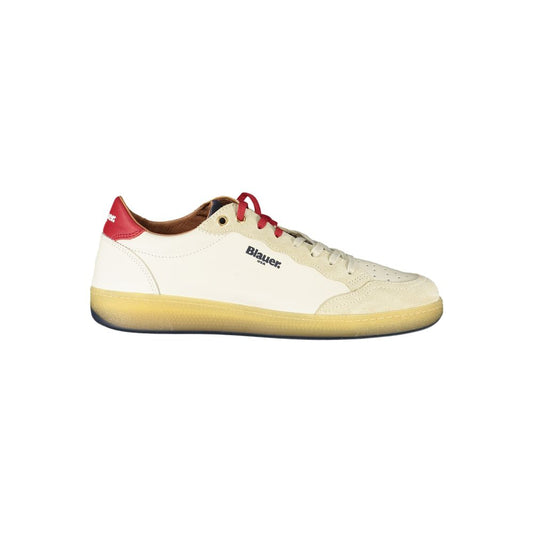 Blauer White Leather Men Sneaker