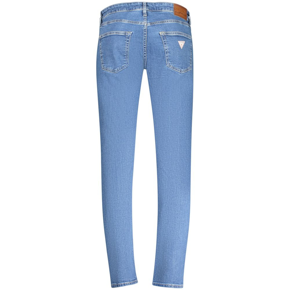 Guess Jeans Blue Cotton Men's Jean - back view showcasing slim-fit design and signature logo on pocket.