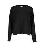 Patrizia Pepe Black Fabric Sweater with long sleeves, crew neck, and contrast details.