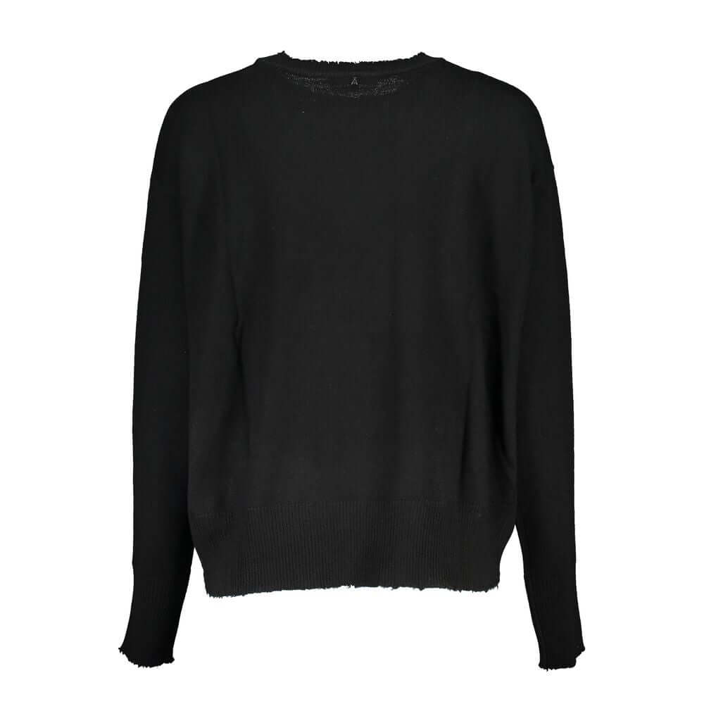 Patrizia Pepe Black Fabric Sweater long sleeve crew neck with contrast details and logo