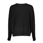 Patrizia Pepe Black Fabric Sweater long sleeve crew neck with contrast details and logo