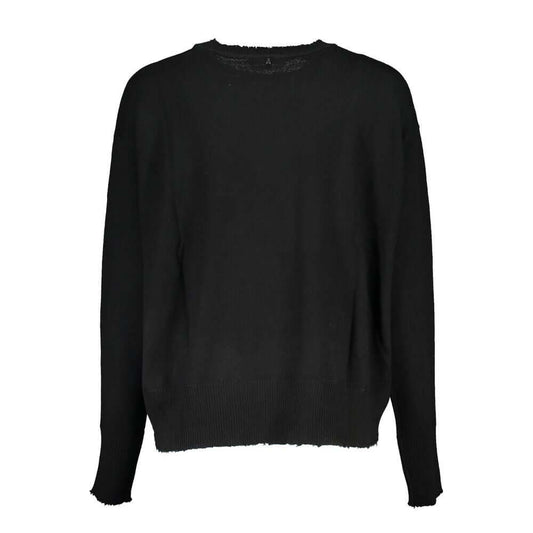 Patrizia Pepe Black Fabric Sweater long sleeve crew neck with contrast details and logo