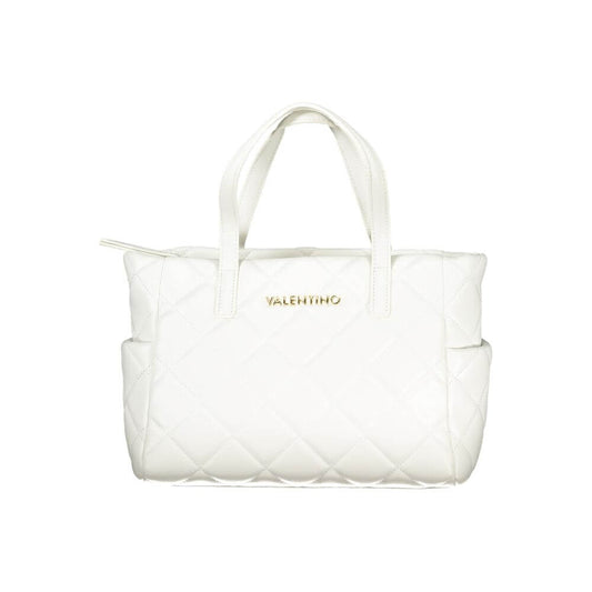 Mario Valentino White Polyethylene Handbag with two handles, adjustable removable strap, external pockets, contrasting details, logo.