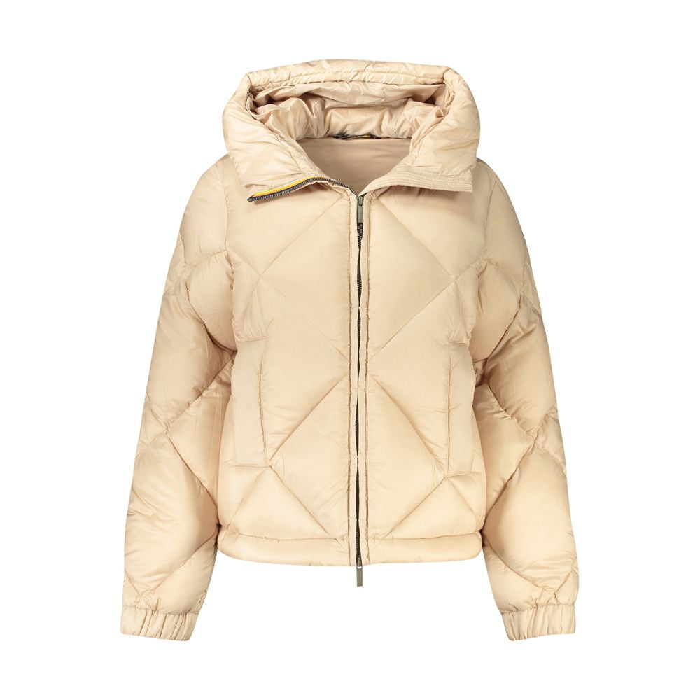 K-WAY Beige Polyester Jackets & Coat with hood, long sleeves, zip, contrasting details, 2 external and internal pockets, and logo.
