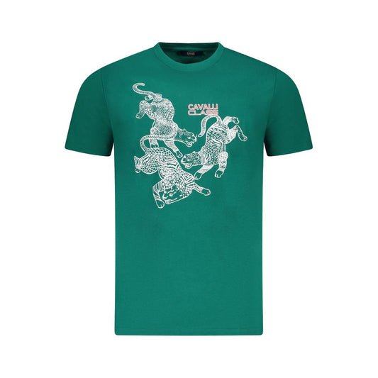 Cavalli Class Green Cotton T-Shirt