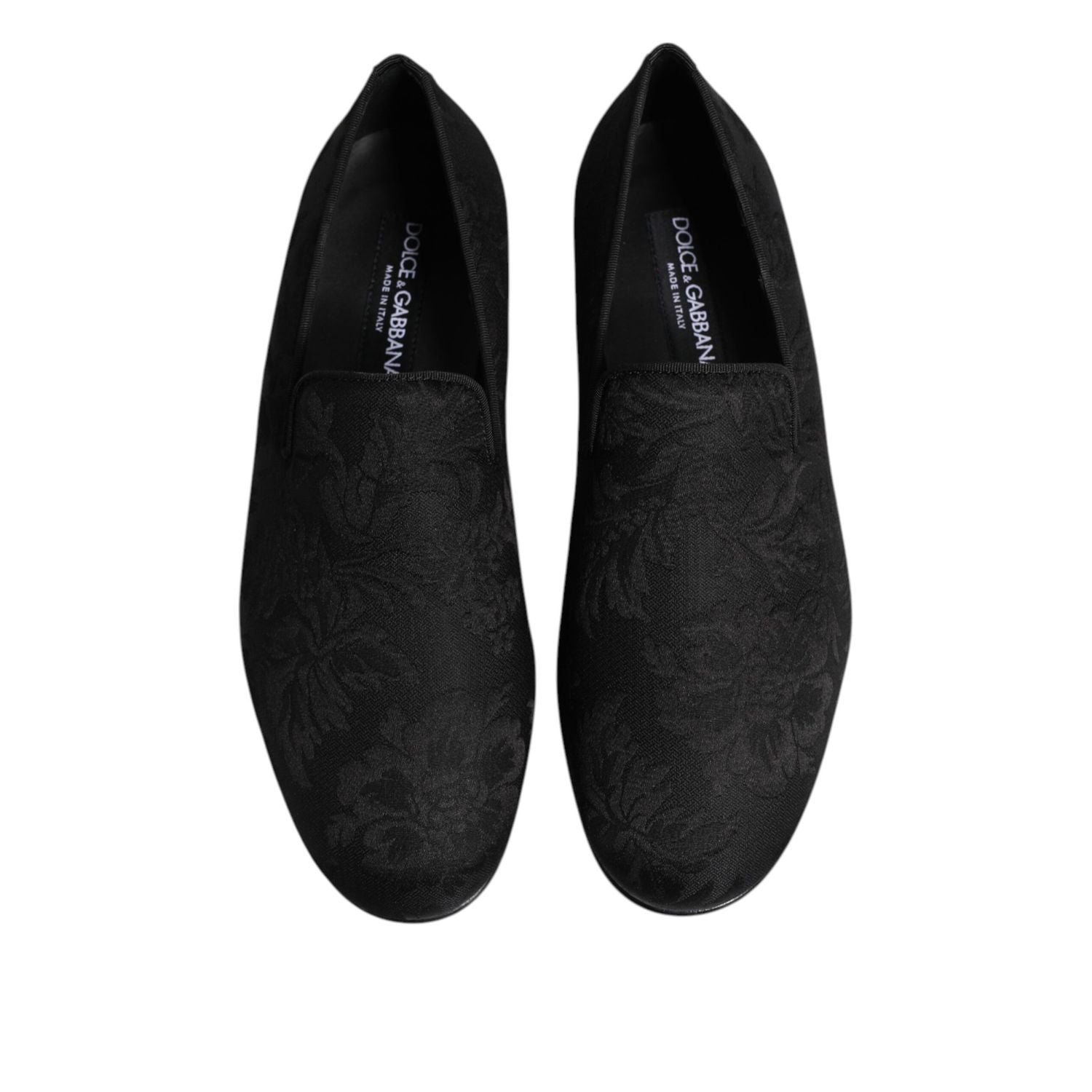 Dolce & Gabbana Black Floral Brocade Loafers Men Dress Shoes