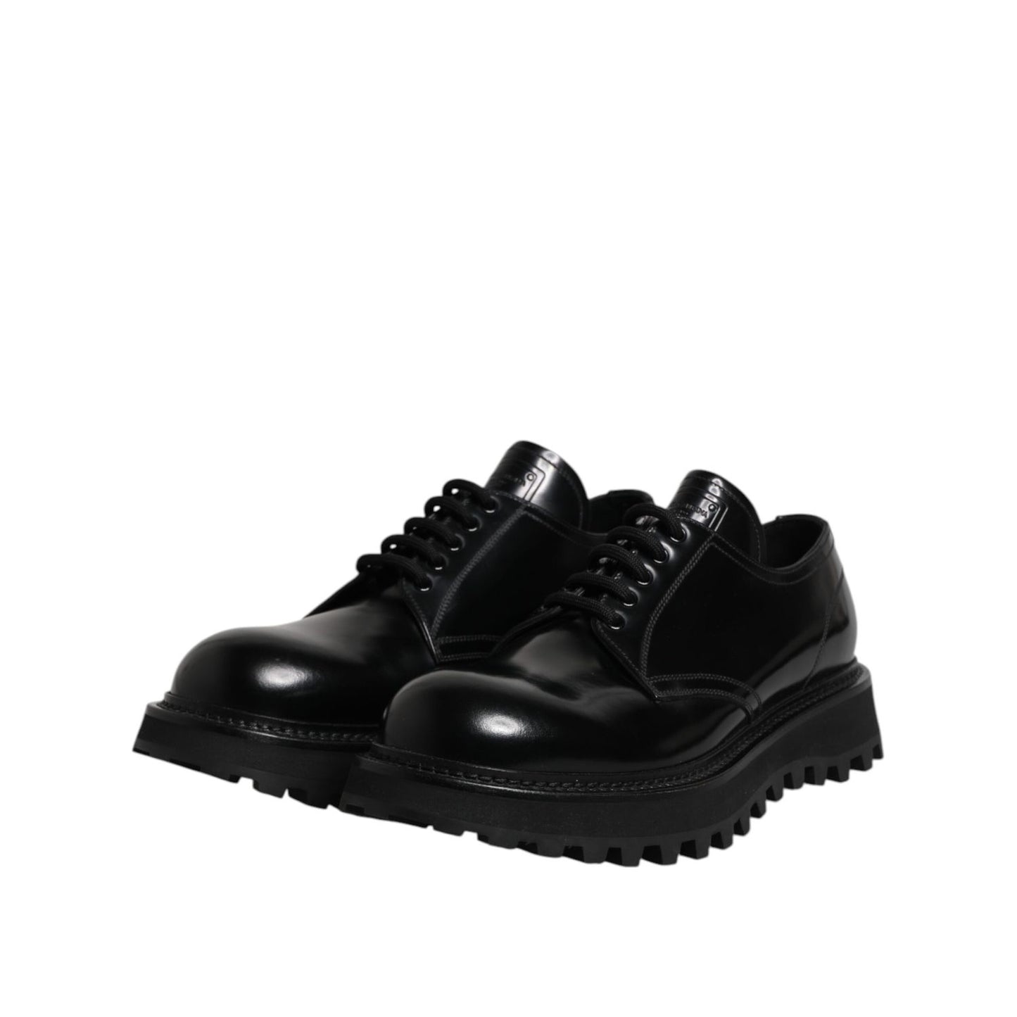 Dolce & Gabbana Black Leather Lace Up Trekking Dress Shoes