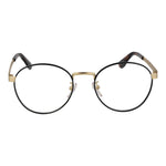 BMW Black Men Glasses Frame, black metal full-rim round style with demo plastic lenses, includes branded case.
