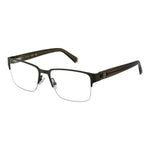 Guess Green Men Glasses Frame with green half-rim metal frame and demo lenses, size 55-17-145, includes branded case.
