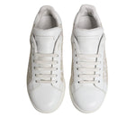 Dolce & Gabbana White Lace Leather Low Top Sneaker Shoes