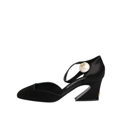 Dolce & Gabbana Black Leather Logo Ankle Strap Sandals Shoes