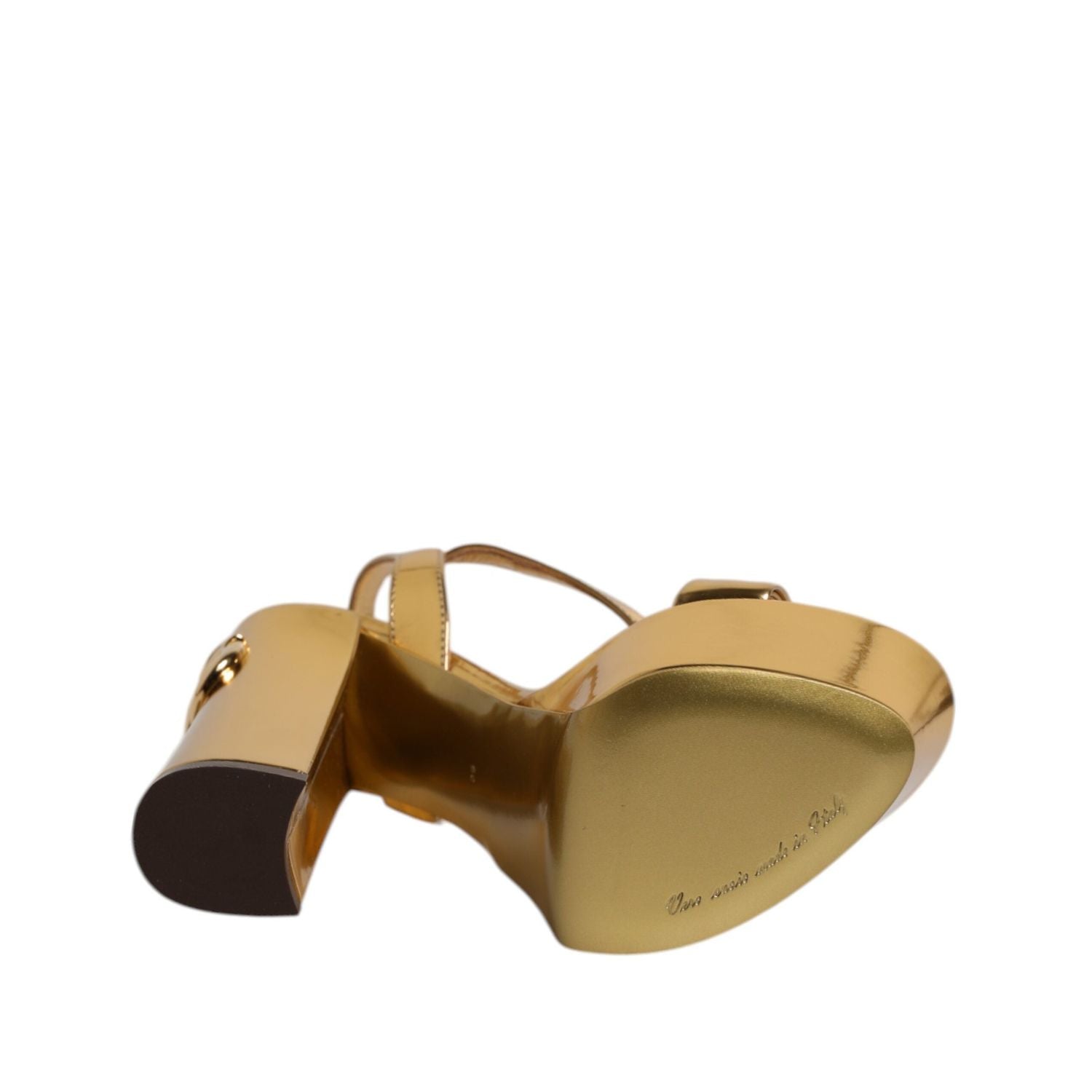 Dolce & Gabbana Gold Leather Platform Keira Sandals Shoes