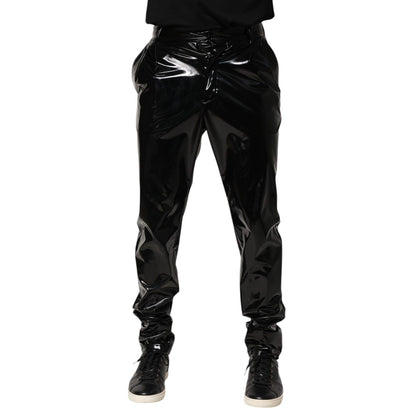 Dolce & Gabbana Black Polyester Mid Waist Men Trouser Pants