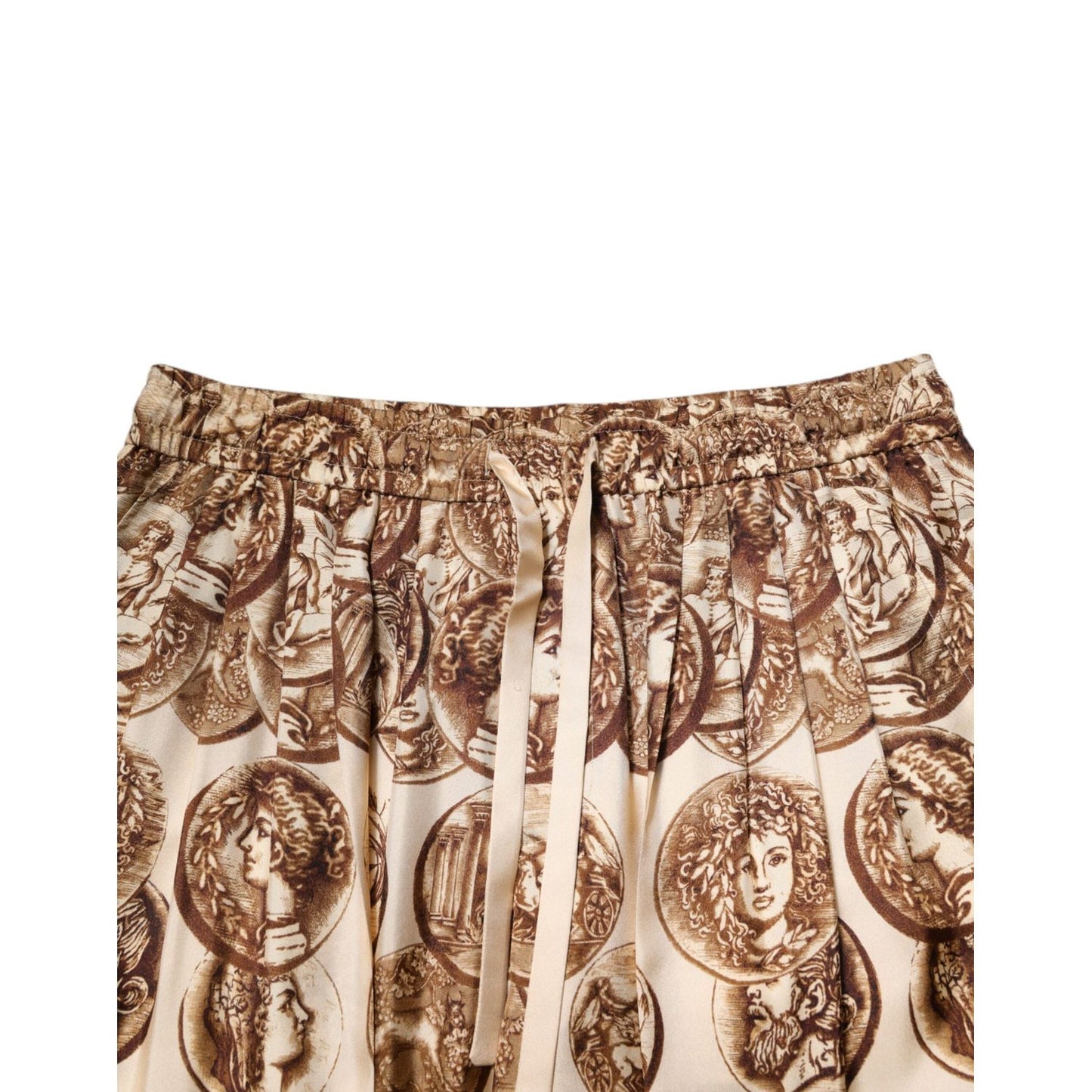 Dolce & Gabbana Beige Coin Print Silk Twill Men Jogger Pants