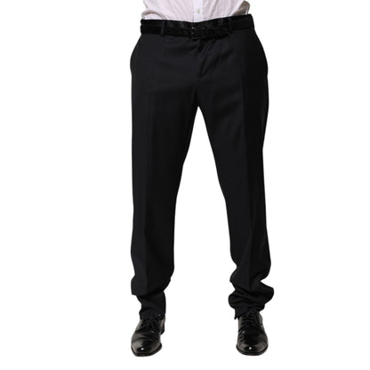 Dolce & Gabbana Black Wool Men Formal Dress Trouser Pants