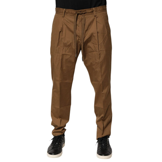 Dolce & Gabbana Brown Cotton Chino Mid Waist Men Jogger Pants PAN76665-52