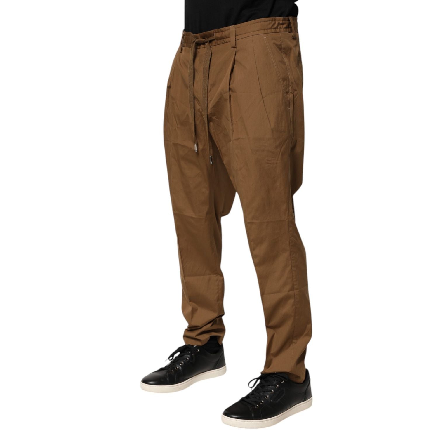 Dolce & Gabbana Brown Cotton Chino Mid Waist Men Jogger Pants