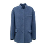 Gucci Light Blue Wool Jackets & Coat with front button fastening and semi-Korean collar.