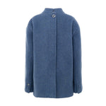 Back view of Gucci Light Blue Wool Jackets & Coat with covered button detail and semi-Korean collar.