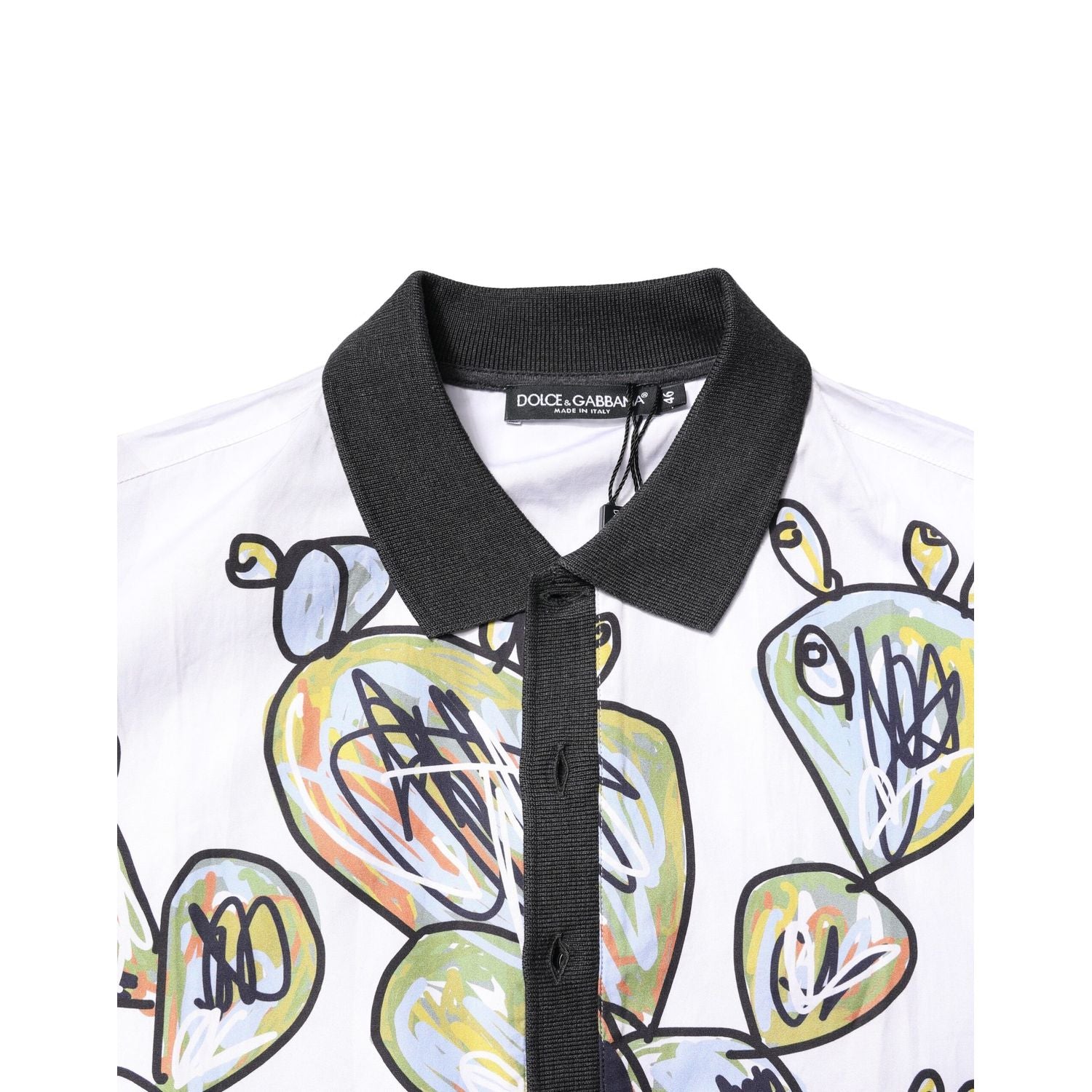Dolce & Gabbana White Sketch Print Oversized Mens Polo T-shirt