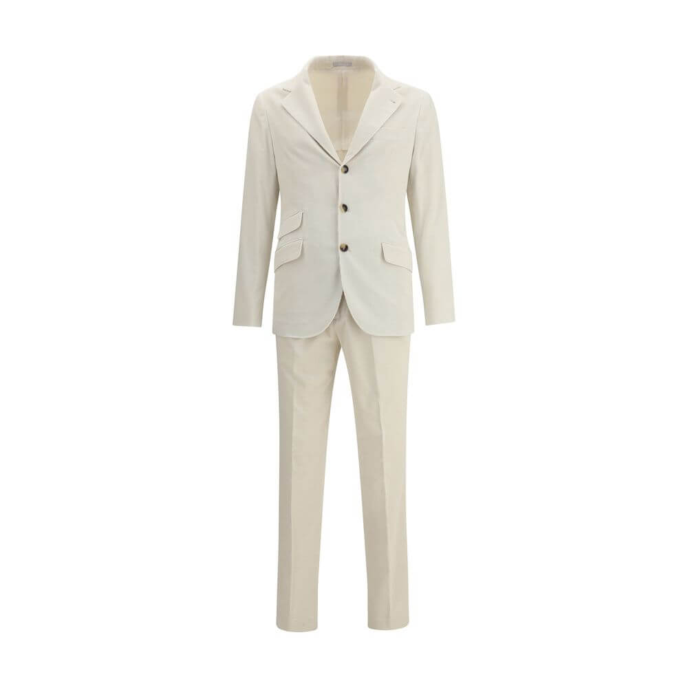 Brunello Cucinelli Cream Cotton Two-Piece Suit