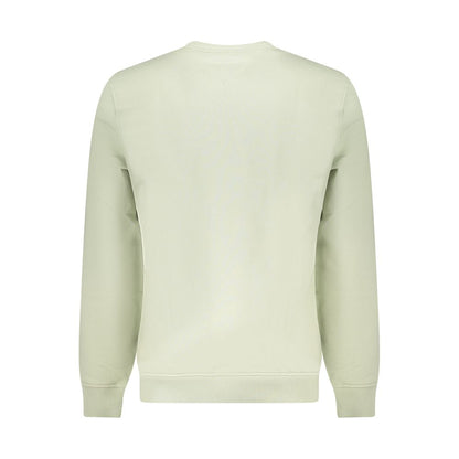 Back view of Tommy Hilfiger Green Cotton Men Sweater showing its classic design and a sustainable fabric composition.