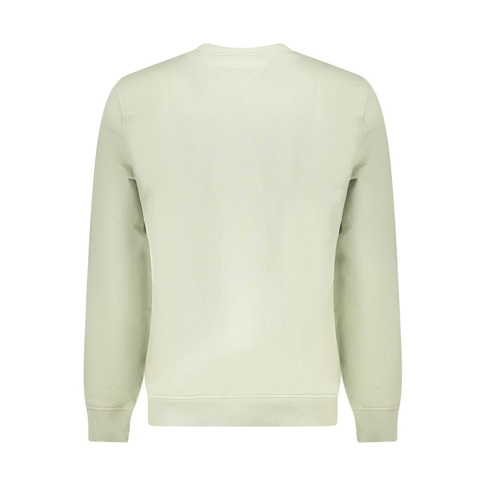 Back view of Tommy Hilfiger Green Cotton Men Sweater with crew neck and long sleeves, crafted from 95% regenerative cotton.