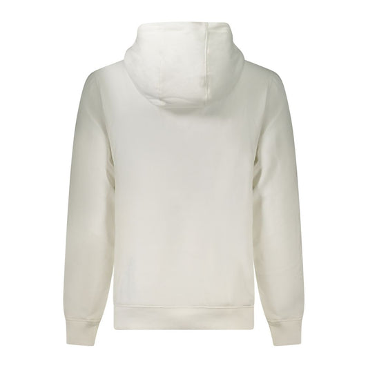 Back view of Tommy Hilfiger White Cotton Men Sweater with hood and long sleeves.