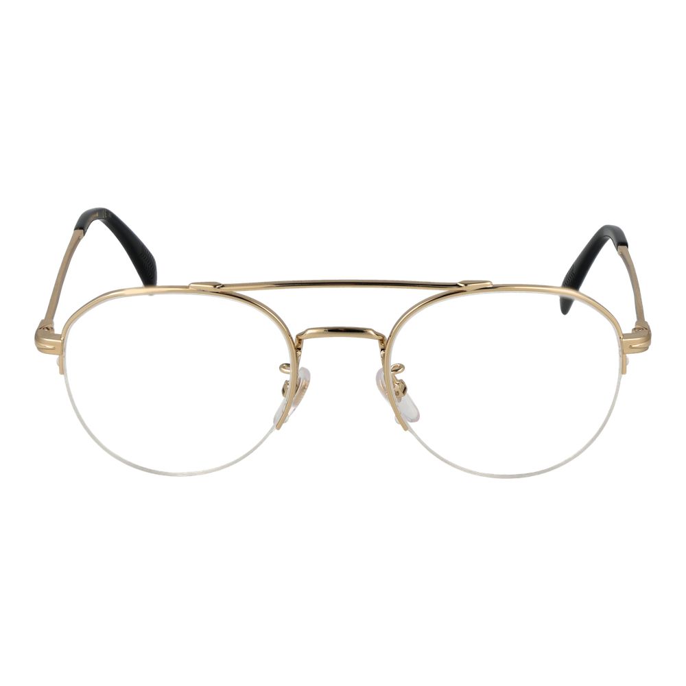 David Beckham Gold Men Glasses Frame, half-rim, round style, metal material, with demo plastic lenses, size 51-21-145.