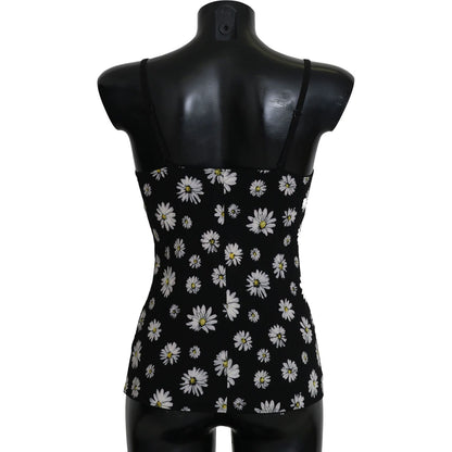Dolce & Gabbana Black Daisy Print Dress Lingerie Chemisole