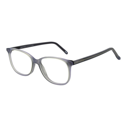 Andy Wolf Gray Unisex Glasses Frame, full-rim acetate, rectangle style, demo lenses, includes branded case, size 52-15-140, no spring hinge.
