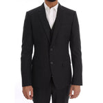 Dolce & Gabbana Gray Patterned Wool 3 Piece Slim Suit