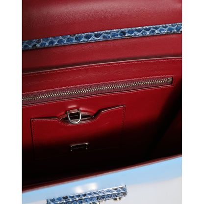 Dolce & Gabbana Blue Beige Exotic Leather LUCIA Crossbody Bag