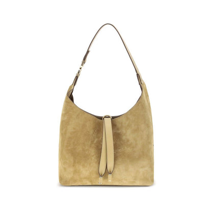 Chloé Beige Calf Leather Bos Taurus Shoulder Bag with tasseled closure and golden metallic element.