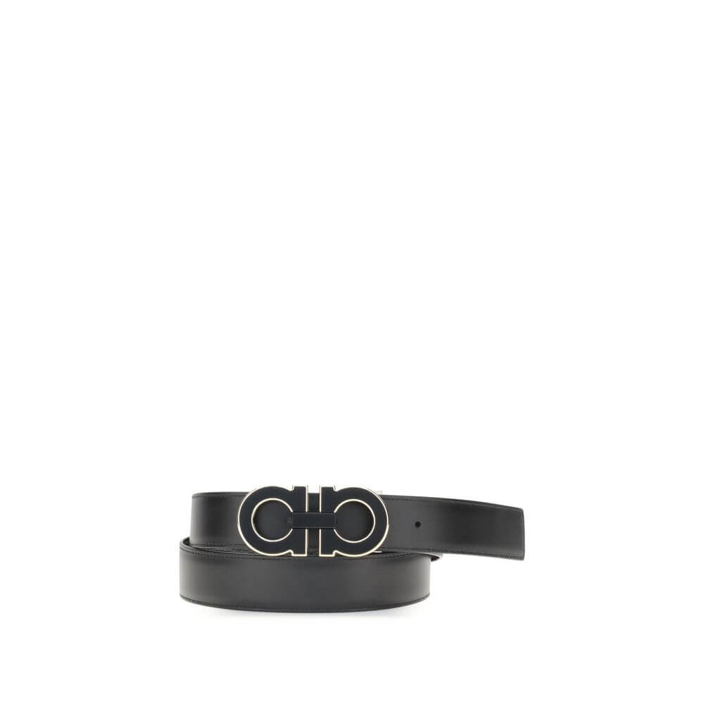 Ferragamo Black Calf Leather Bos Taurus Regular Belt