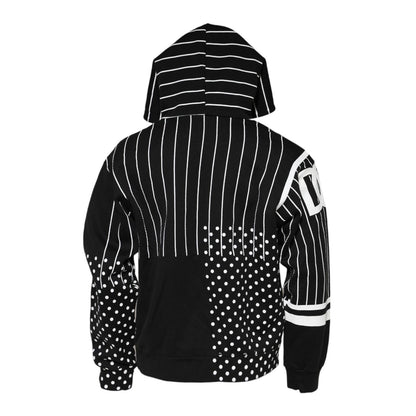 Dolce & Gabbana Black Stripes Hooded Men Sweatshirt Sweater