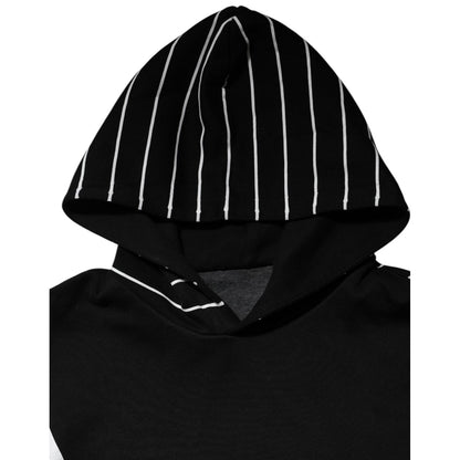Dolce & Gabbana Black Stripes Hooded Men Sweatshirt Sweater