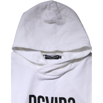 Dolce & Gabbana White DG Vib3 Hooded Men Sweatshirt Sweater