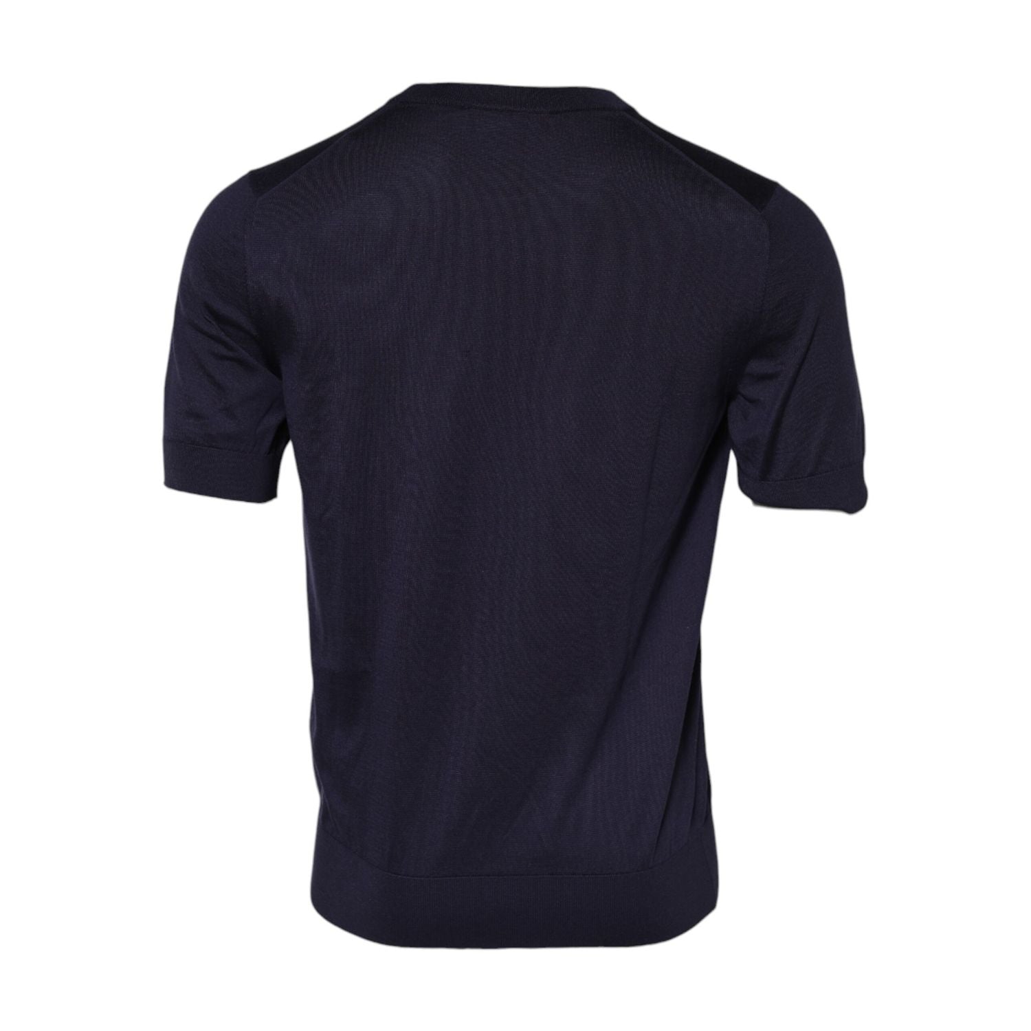 Dolce & Gabbana Dark Blue Silk Crew Neck Short Sleeves T-shirt