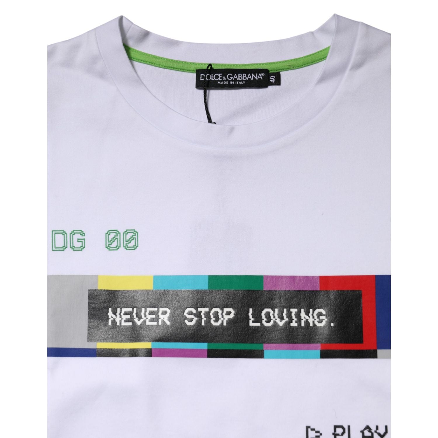 Dolce & Gabbana White Cotton Printed Short Sleeves T-shirt