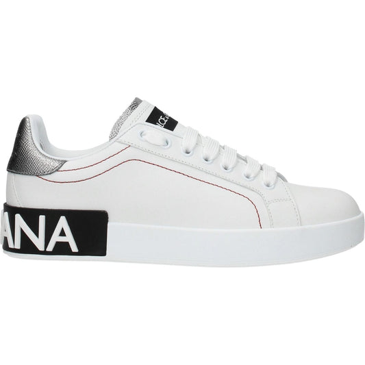 Dolce & Gabbana White Leather Low Tops DO-8547144499465-EU35.5/US5.5