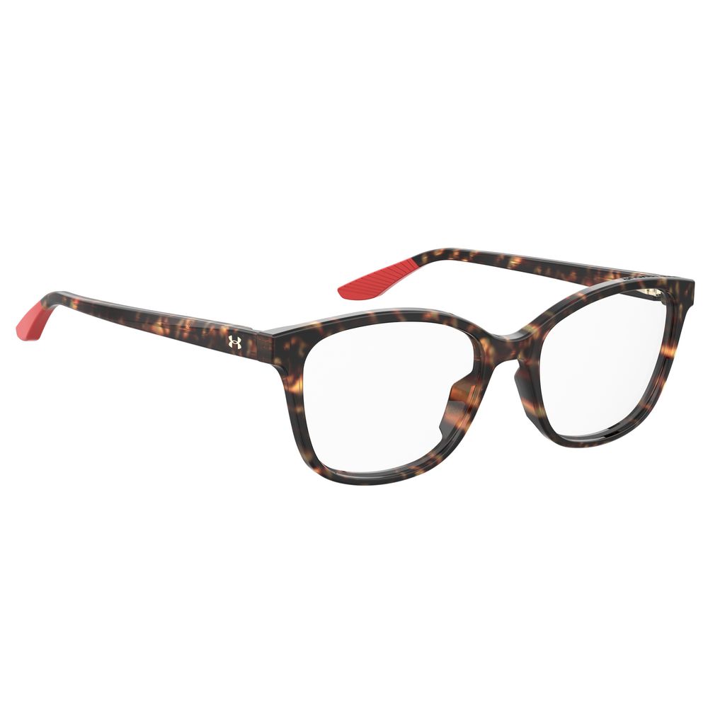Under Armour Brown Acetate Frames for women in tortoiseshell design with red accents, size 52/17/135 mm.