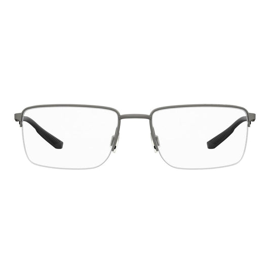Under Armour Gray Metal Frames eyeglasses with rectangular design, measuring 55/18/140 mm. Stylish and durable for men.