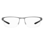 Under Armour Gray Metal Frames eyeglasses front view with clear lenses and sleek design, model UA5037GKJ1F51, dimensions 55/18/135 mm.
